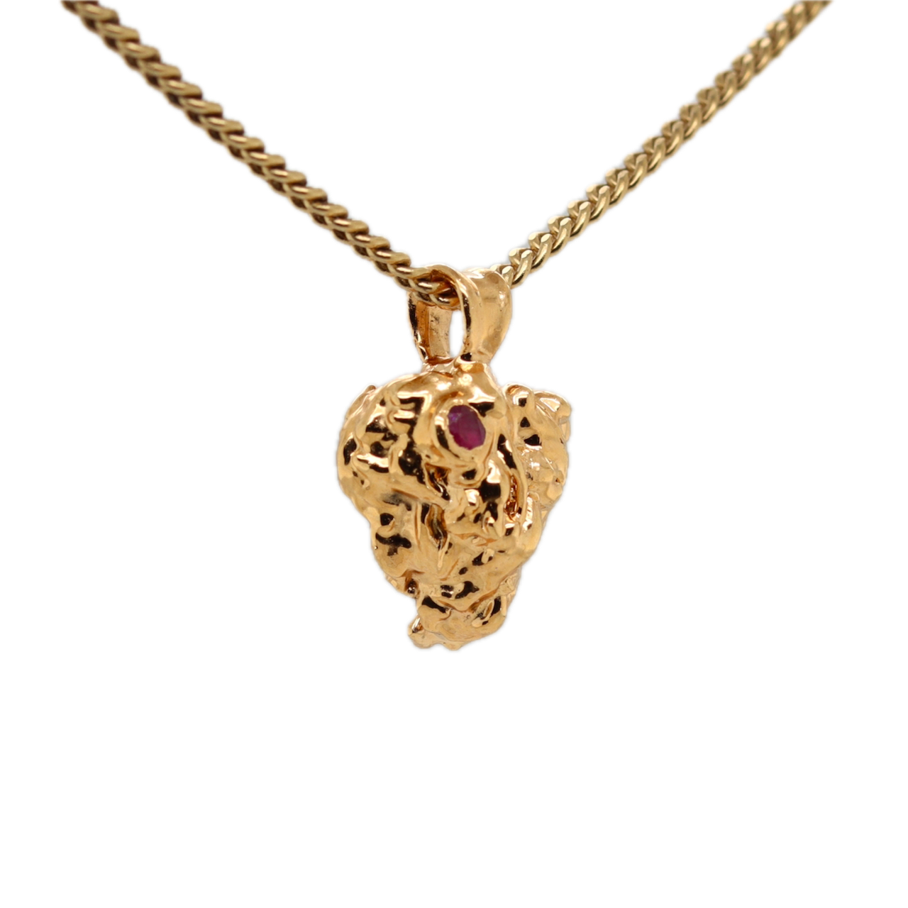 Real Gold Bud Pendant | Afe Negus Strain Cannabis Jewelry with Ruby