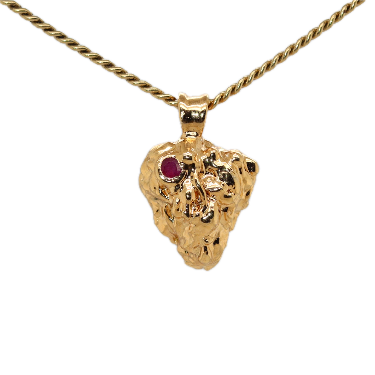 Real Gold Bud Pendant | Afe Negus Strain Cannabis Jewelry with Ruby