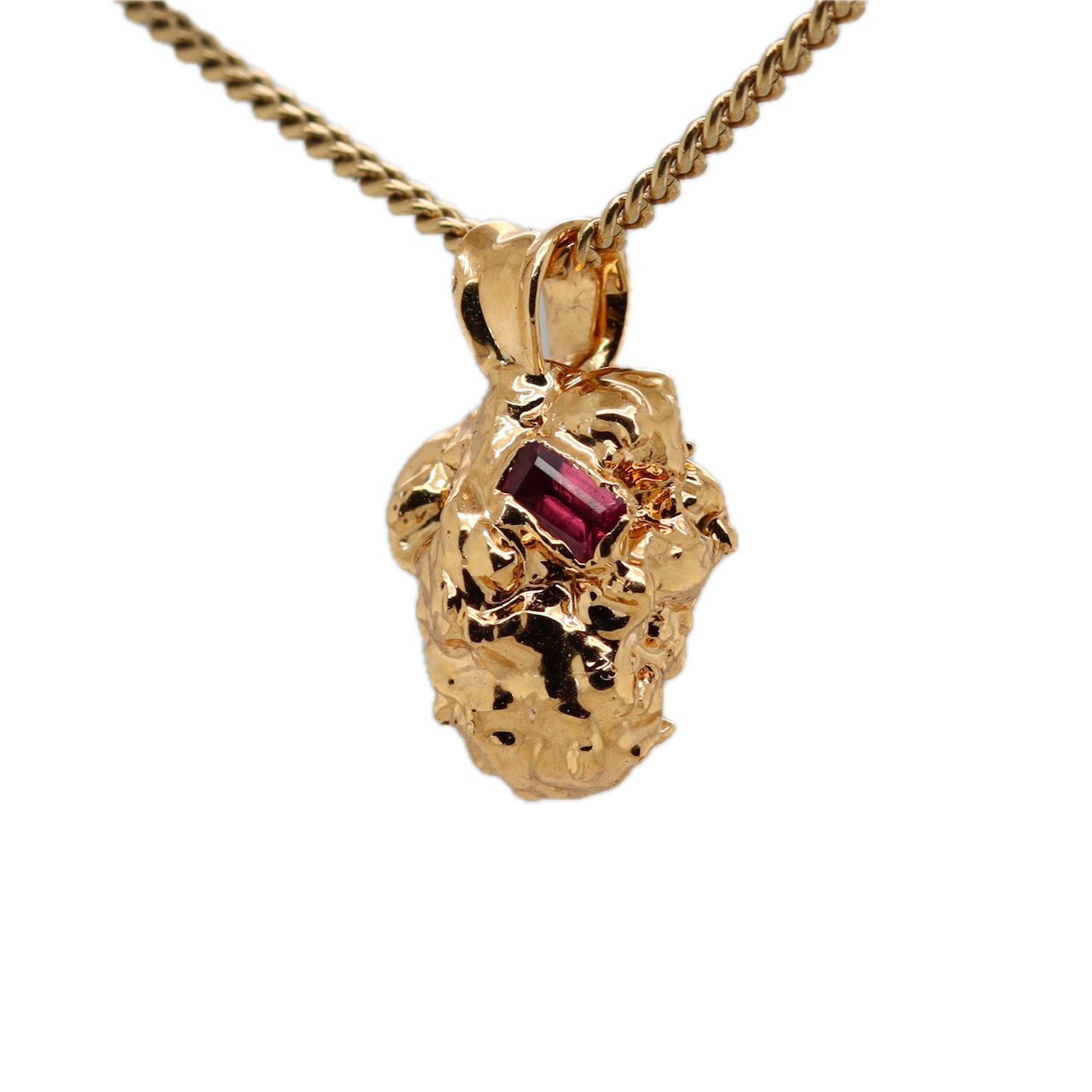 Real Gold Bud Pendant | Runtz Strain Cannabis Jewelry with Ruby