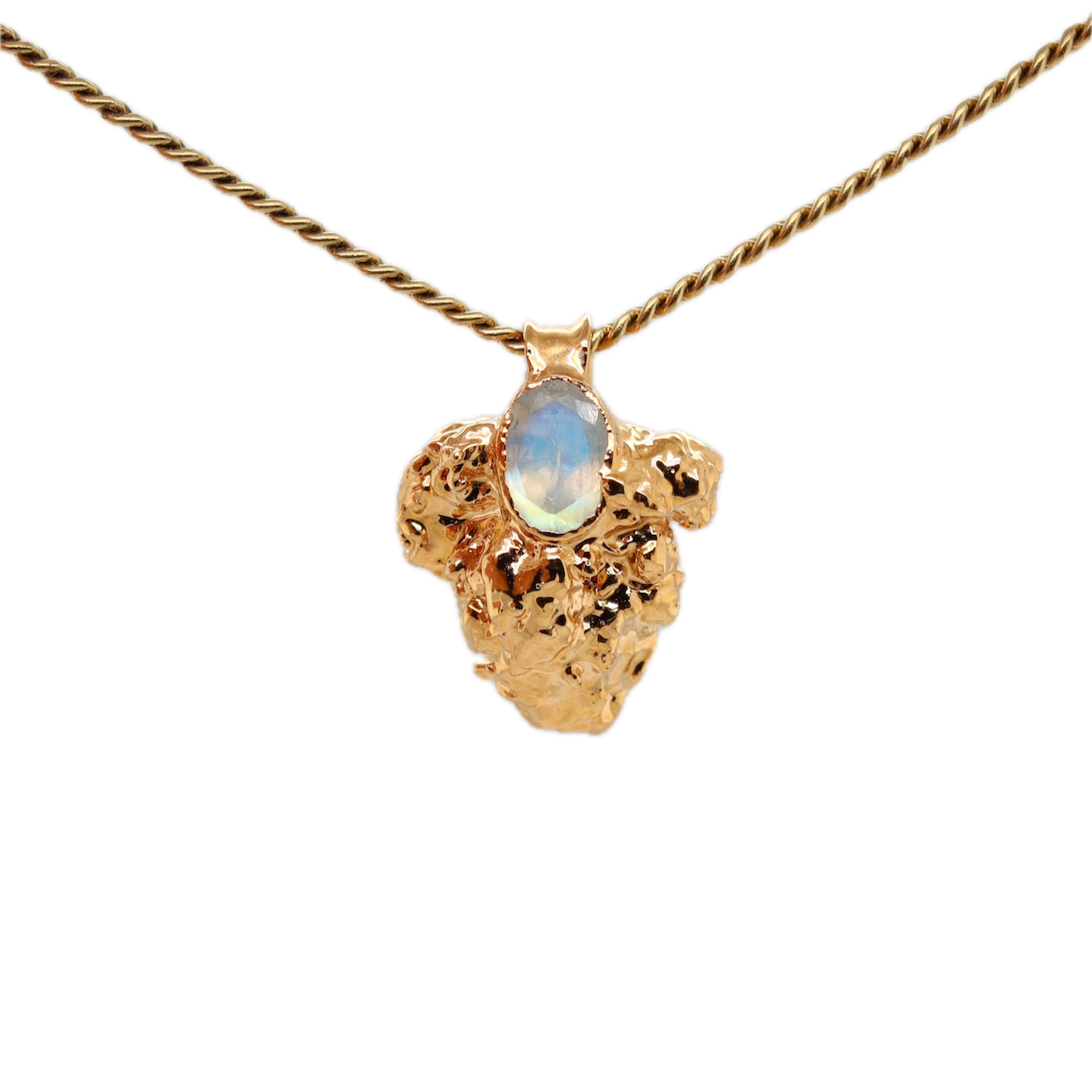 Real Gold Bud Pendant | Cookies Strain Cannabis Jewelry with Moonstone