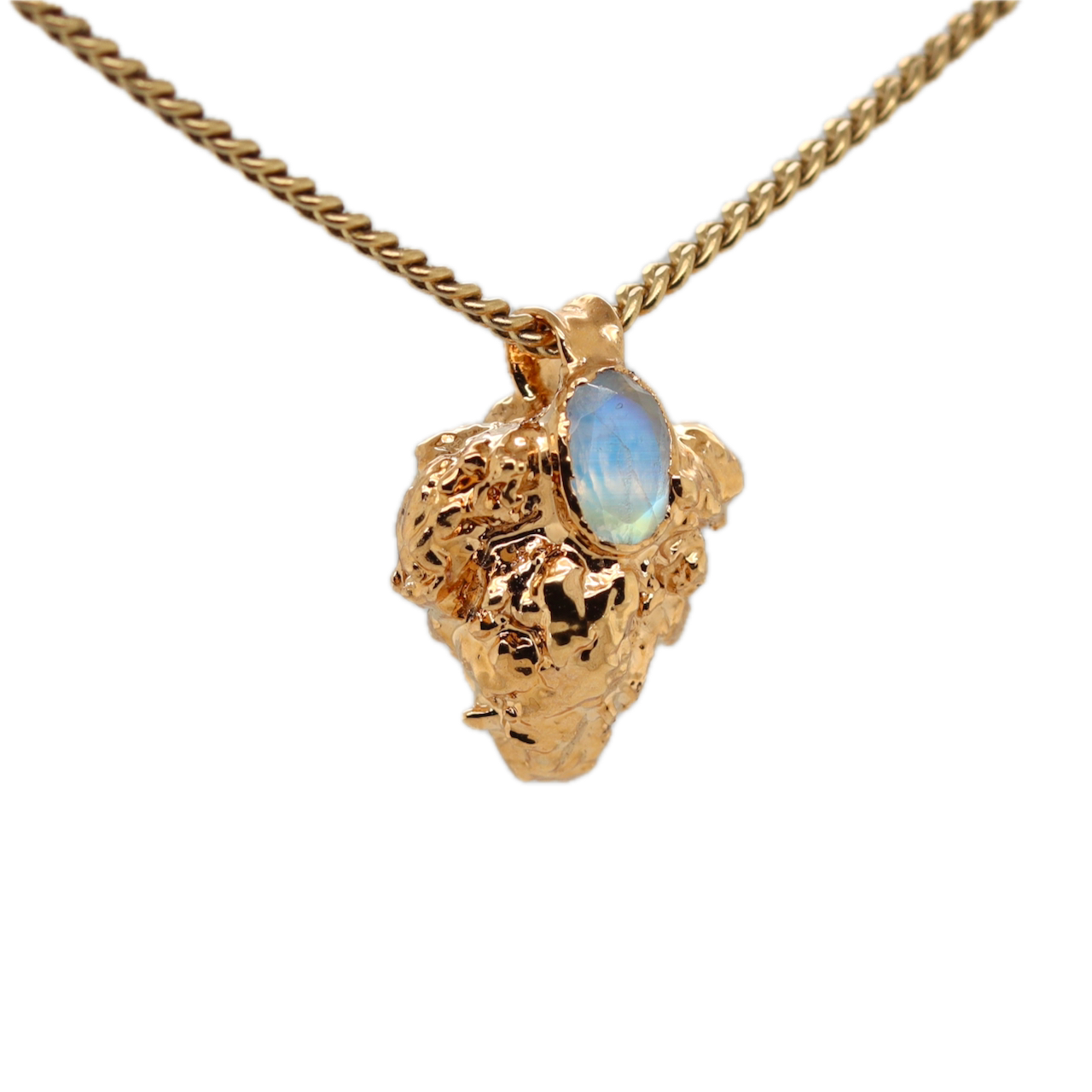 Real Gold Bud Pendant | Cookies Strain Cannabis Jewelry with Moonstone