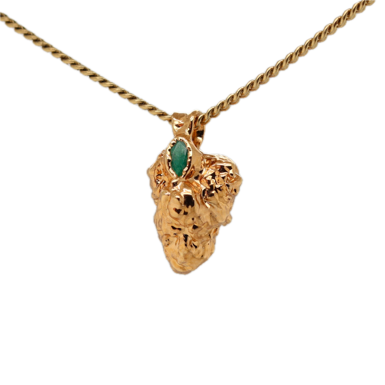 Real Gold Bud Pendant | Afe Negus Strain Cannabis Jewelry with Emerald