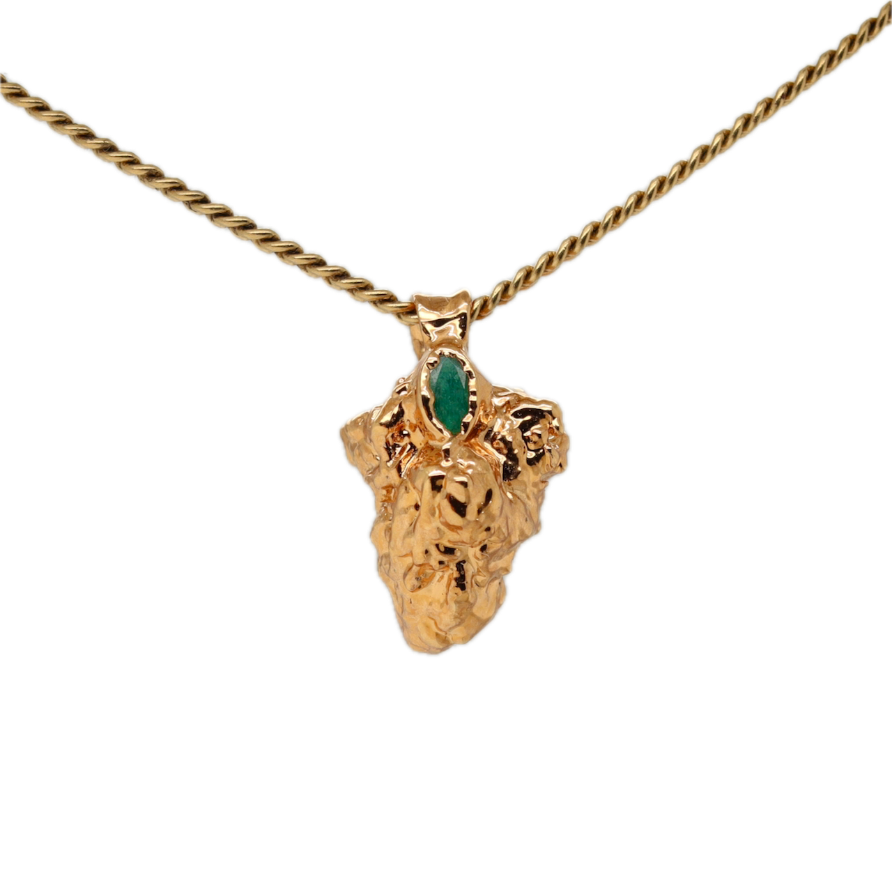 Real Gold Bud Pendant | Afe Negus Strain Cannabis Jewelry with Emerald