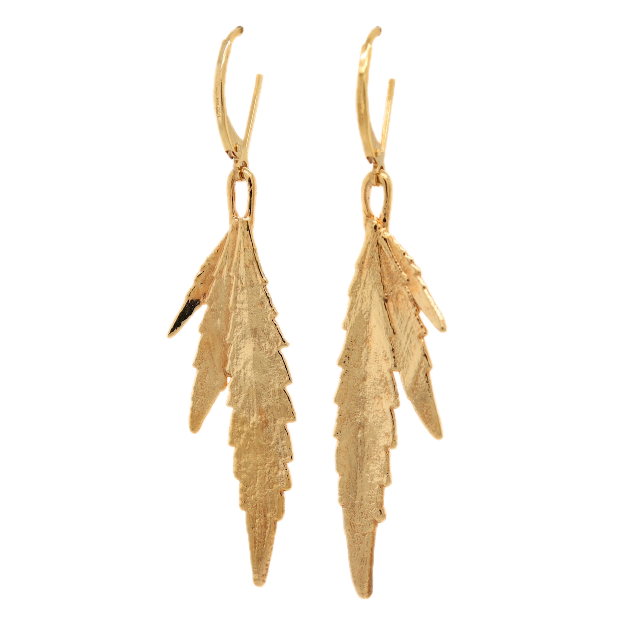 24k Cannabis Leaf Wing Earrings