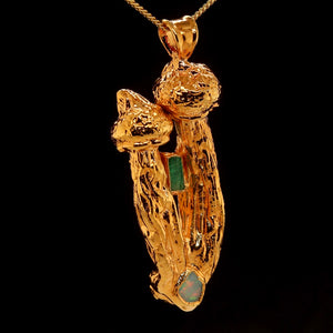 18k Special Collection Pendant with Emerald, Opal, Ruby